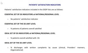 Patient satisfaction indicators